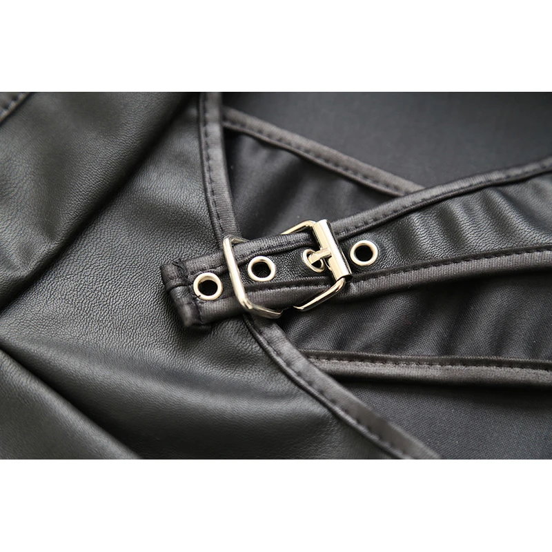 Горячая сексуальная женская юбка из искусственной кожи с ремнем Эротическая