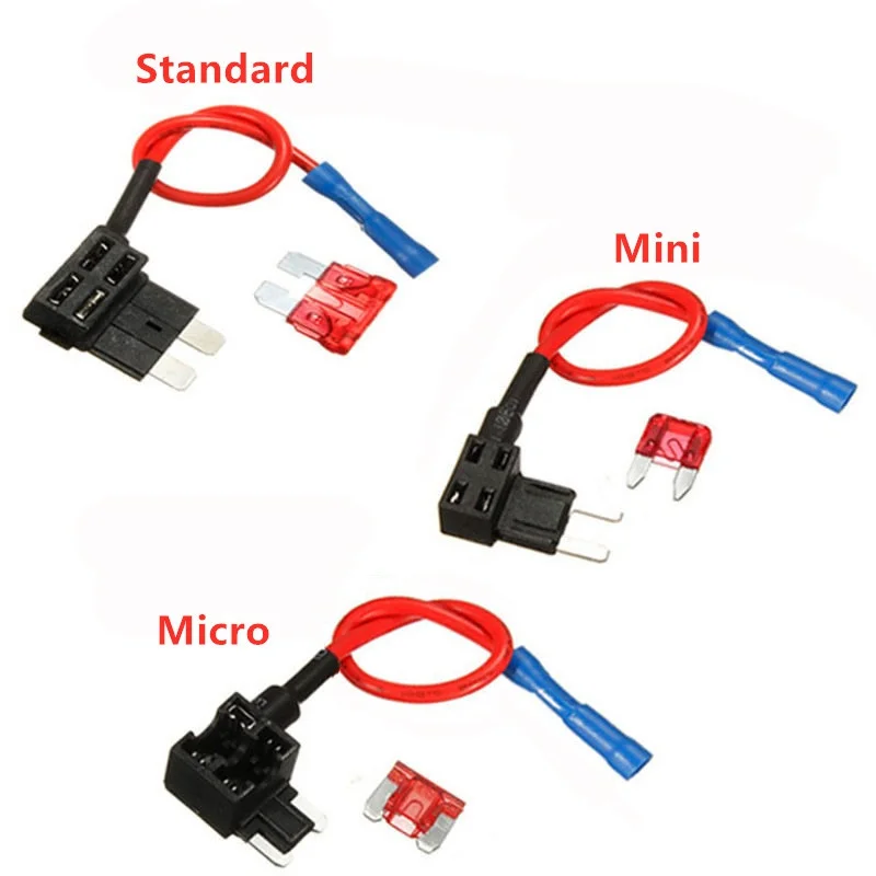 12V Fuse Holder Add-a-circuit TAP Adapter Micro Mini Standard ATM APM Blade Auto Fuse 10A Blade Car Waterproof Power Socket