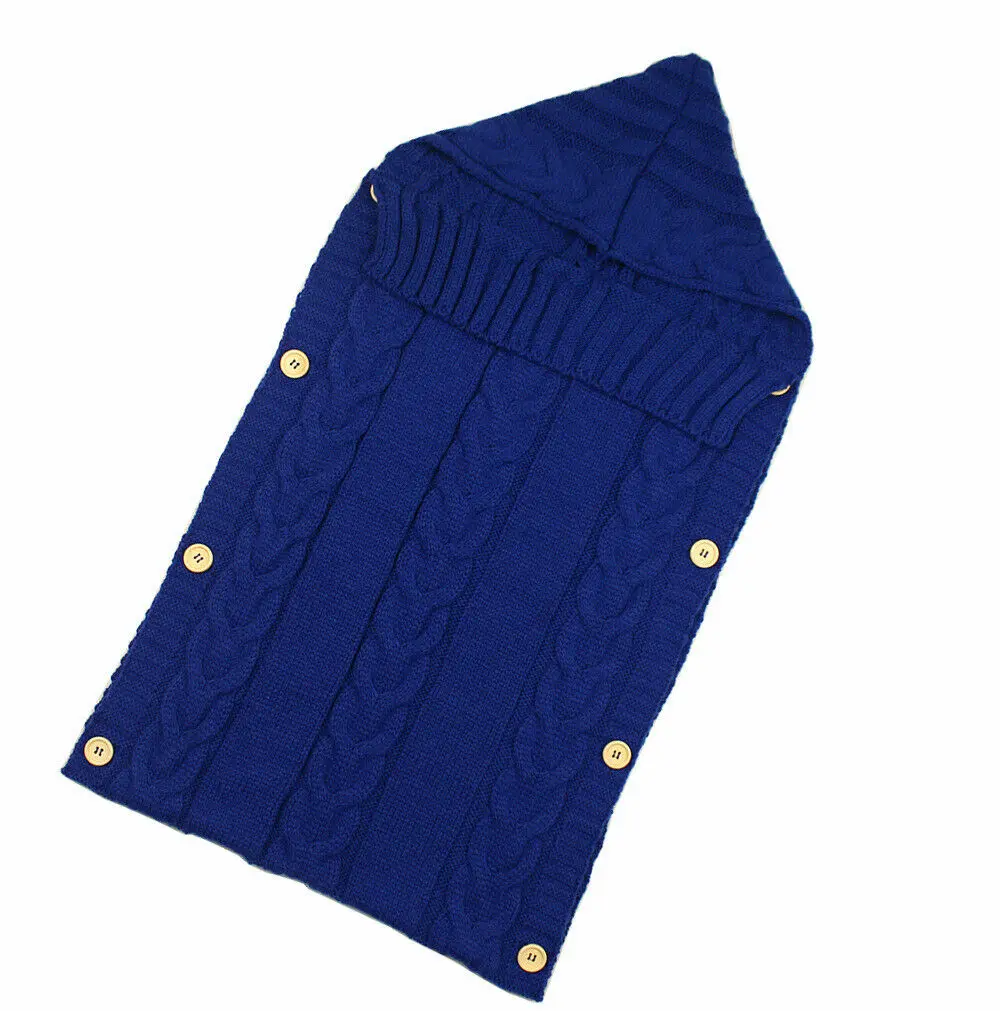 Спальные мешки для новорожденных мальчиков и девочек, теплые одеяла, мягкие вязаные фланелевые спальные мешки - Цвет: Dark Blue