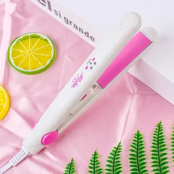 

Portable Bangs Hair Straightener Cartoon Mini Straight Curl Dry And Wet Hair Curlers Portable Bangs Clip Electric Roll