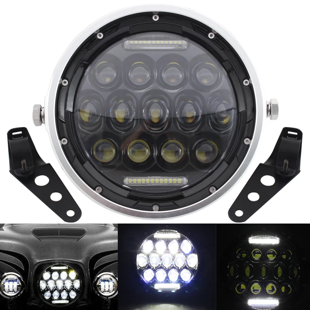 " Круглый Hi/Low светодиодный налобный фонарь DRL для Jeep Wrangler JK TJ C для Touring Softail 94-13 7" круглый светодиодный налобный фонарь