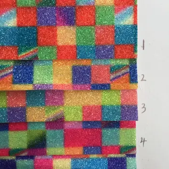 

0.6MM thickness chequer Striped Leopard Snake printed synthetic PVC glitter leather material