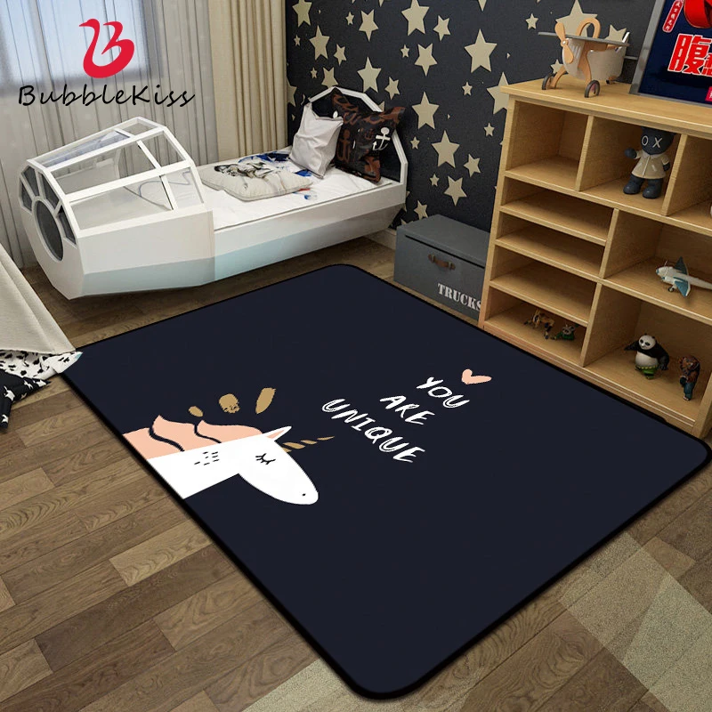 Bubble Kiss 3D Unicorn Tappeti Cartoon Area Rug Comodino Kids Play Mat Soft Flanella Memory Sponge Carpet For Home Living Room