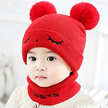 Шапочка для новорожденного, для малыша, для маленьких мальчиков и девочек, шапка с помпоном, зимняя теплая вязанная шапочка, шапка, шарф czapki dla dzieci#4S11