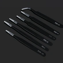 6 шт. антистатические ESD щипцы для технического обслуживания из нержавеющей стали инструменты промышленные прецизионные изогнутые прямые пинцеты Инструменты для ремонта