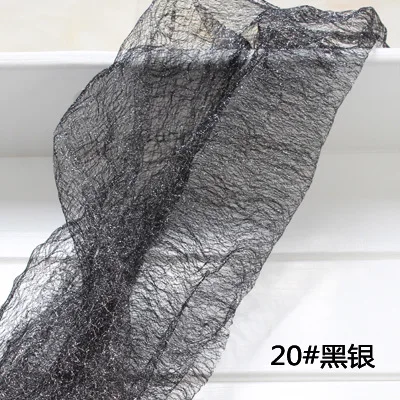 color 20 black silve Выдолбленная шелковая незаказанная паутина, кружево, Паутинный тюль, Золотая и серебряная ткань, незаказанная паутина, свободная одежда, DIY Золотая сетка - Цвет: color 20 black silve
