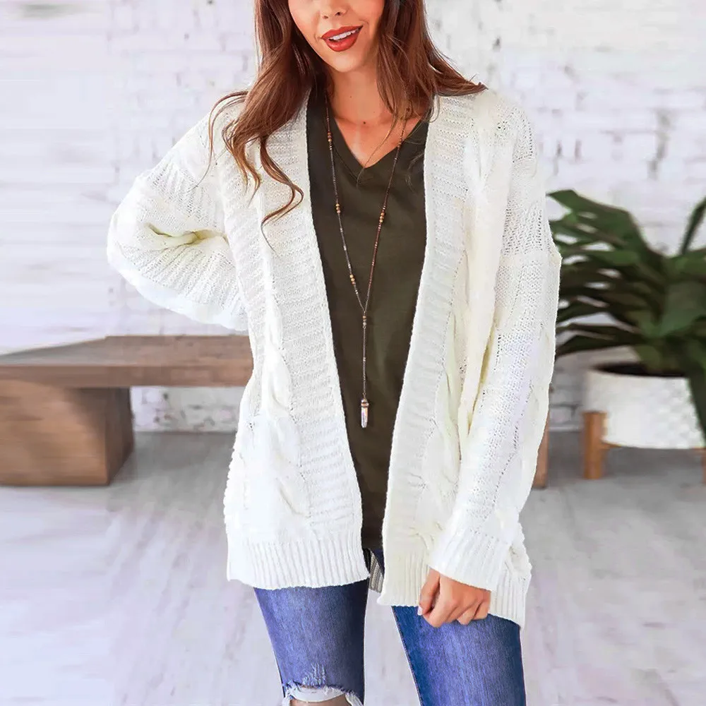 Женская трикотажная одежда с длинным рукавом кардиган открытым передом свитера