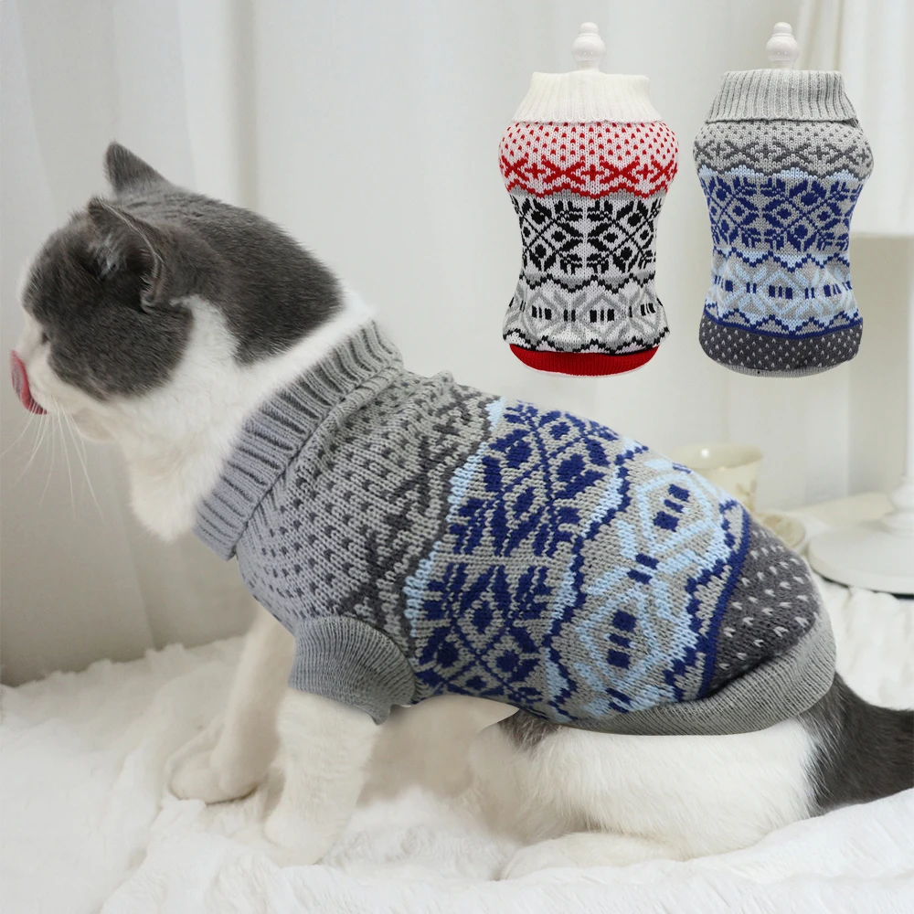 Рождественская одежда для домашних животных, котов зимние кошка собака Seweater Pet куртка для щенка вязаная одежда для малых и средних собак кошки чихуахуа