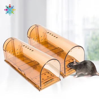 

2Pcs Reusable Plastic Mouse Trap Humane Clear Smart No Kill Rodents Catcher Mice Rat Live Trap Indoor Outdoor Pest Control TLS