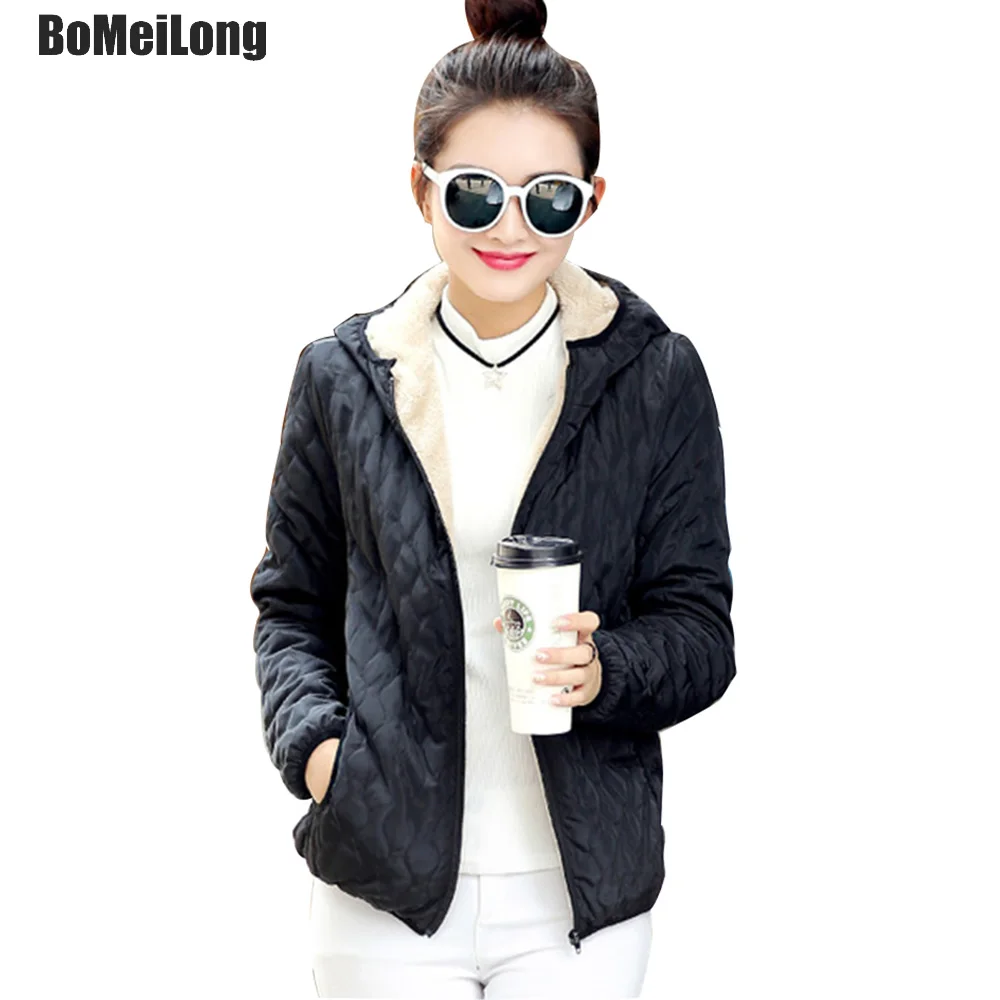 2019 New Fashion women winter jacket hooded fleece solid coat Autumn spring thin outerwear female short zipper student Coat | Женская
