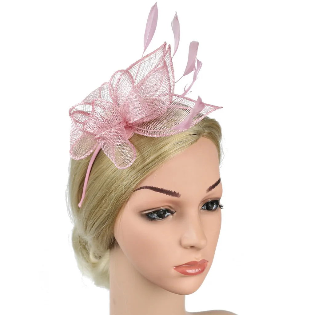 Женская элегантная шляпа с цветком и перьями, вечерние заколки для волос, аксессуары для волос, много цветов на выбор#4