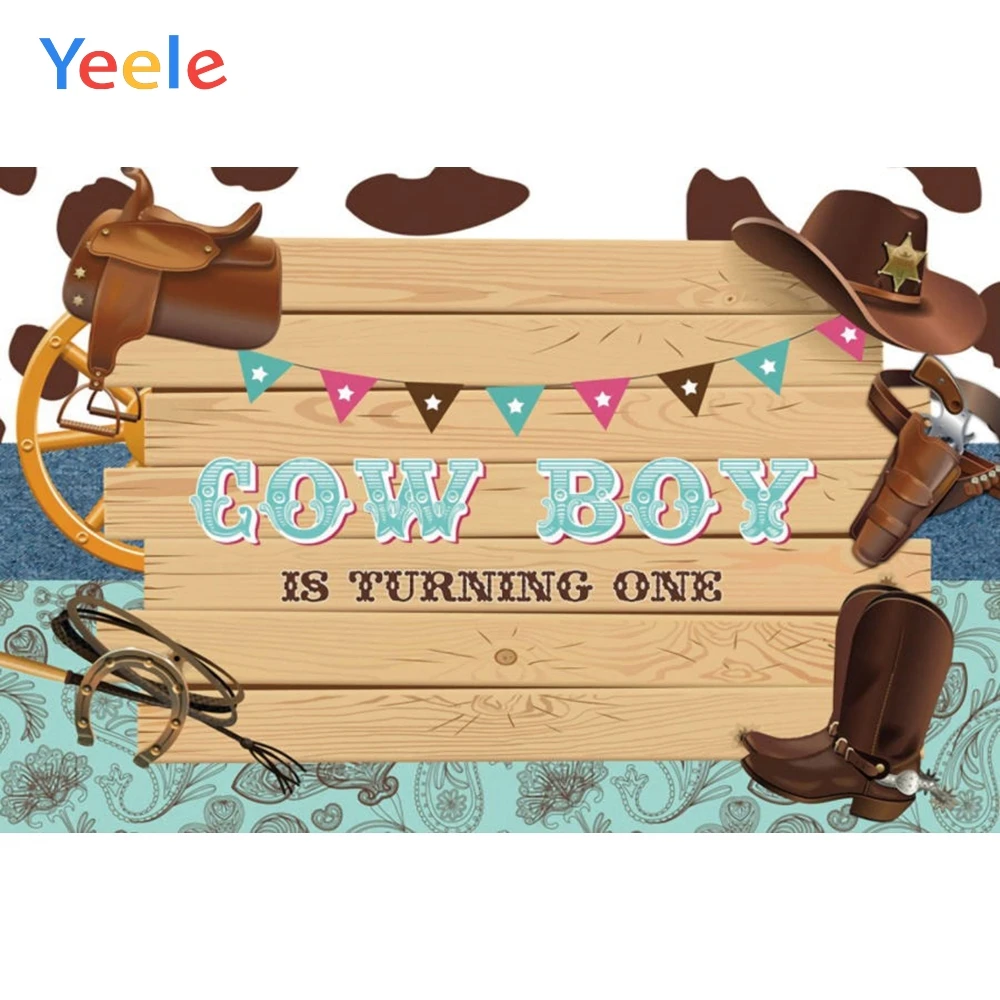 

Cowboy Hat Boots Belt Baby 1st Birthday Party Backdrop Photography Background For Photo Studio Vinyl Photophone Photocall Shoot