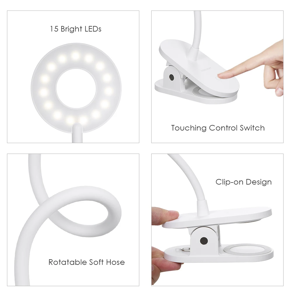 Для Xiaomi Yeelight Настольная лампа с зажимом Беспроводная портативная настольная Сенсорная лампа 3 уровня яркости для чтения глаз