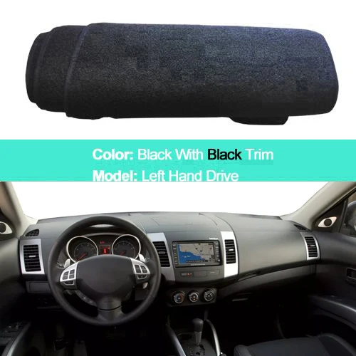 LHD Black 2 слоя приборной панели автомобиля крышка ковра накидка для Mitsubishi Outlander 2007-2013 LHD RHD коврик тент коврик Защита от солнца коврик - Название цвета: LHD Black