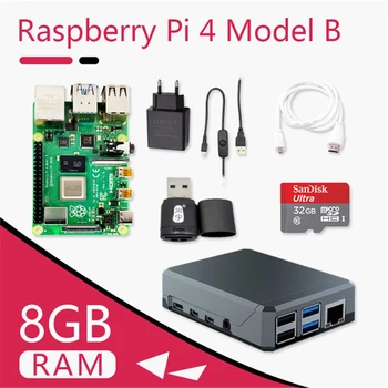 

Raspberry Pi 4 Model B 8G Kit Pi 4 board Micro HDMI Cable Power Supply With Switch Case With Fan Heat Sinks3 Speeder Than Pi 3B+