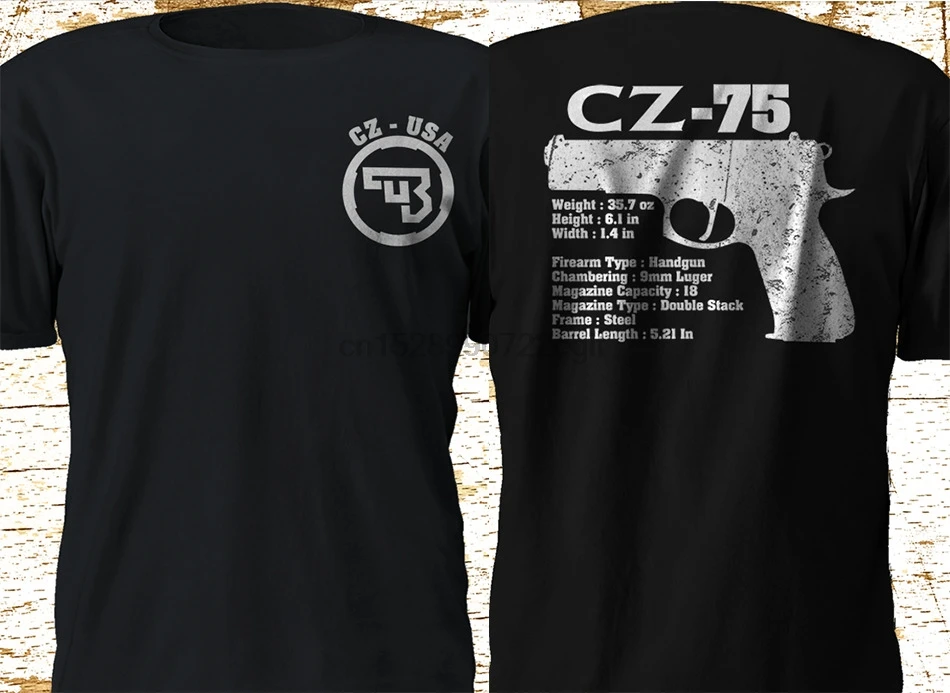 NEW CZ 75 USA Ceska Zbrojovka Firearms Guns Logo Black T Shirt S-4XL |