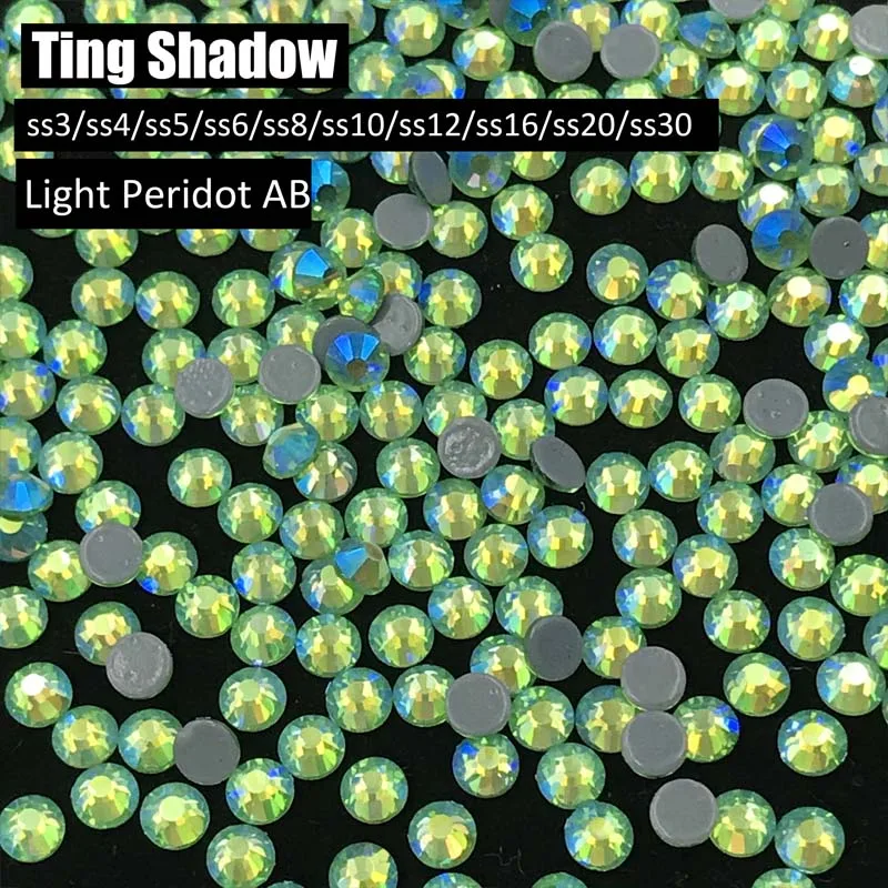 Light Peridot AB Сиам черного, желтого цвета Jet Перидот AB Flatback Hot Fix стеклянные кристаллы, стразы для гимнастики одежды обувь нейл-арта украшения - Цвет: Light Peridot AB