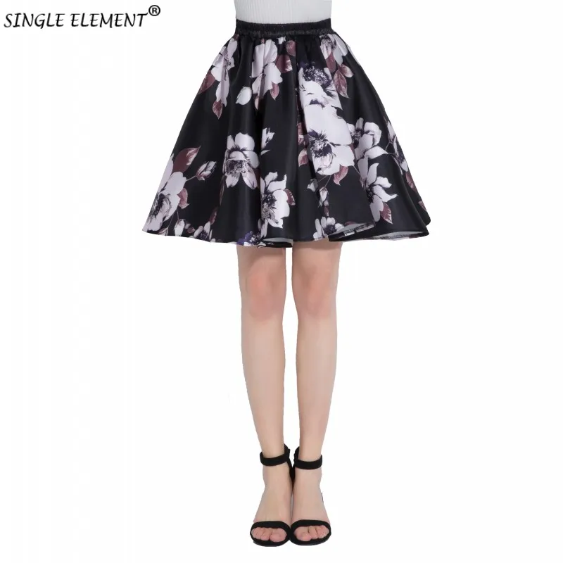 

Flower Floar Printing Ladies Jacquard Pleated Ball Gown Short Skirts Womens Vintage Floral High Waist Many Choices