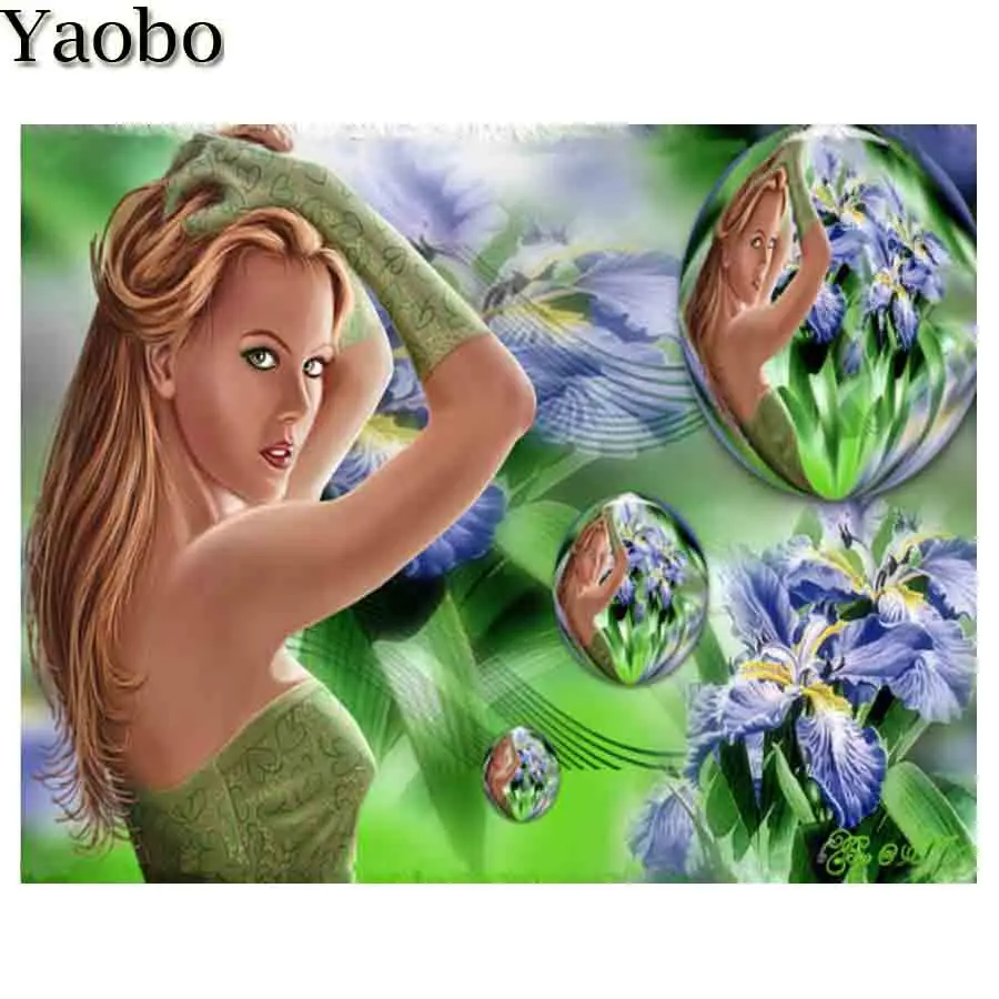 DIY Diamond Mosaic Embroidery Fantasy Woman Picture 5D Diamond Painting Cross Stitch Hat Girl Flower Needlework Christmas Gift special drill diamond painting