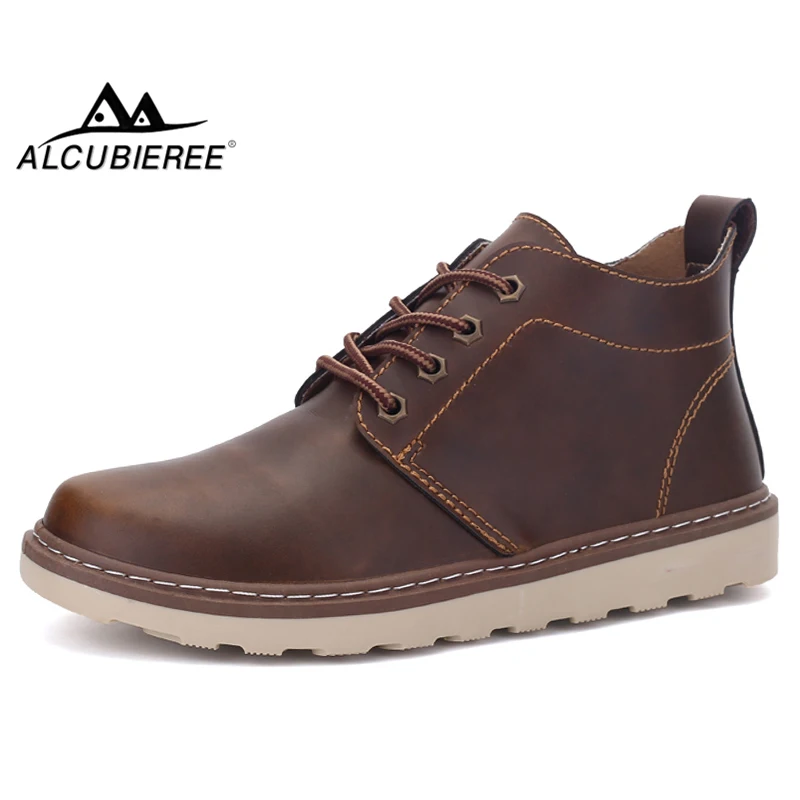 

ALCUBIEREE New Arrival Mens Desert Short Boots Mens Outdoor Lace-up Ankle Chukka Boot for Man Breathable Slip Resistant Sneakers