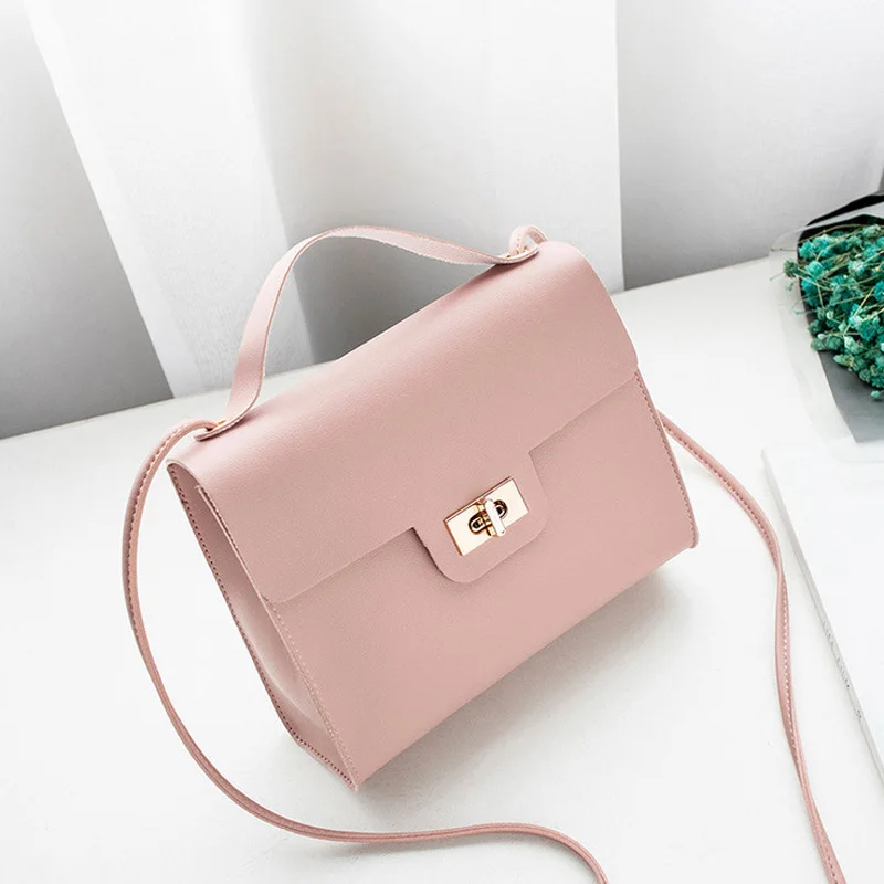Женская мини-сумка из искусственной кожи, сумка через плечо, дамская сумка через плечо, модная дамская сумочка - Цвет: Розовый