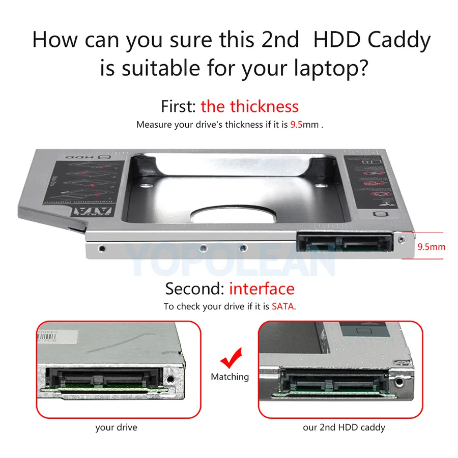 Новый SATA 3 0 9 5 мм 2nd HDD Caddy корпус Optibay SSD чехол для Macbook Pro 13 &quot15&quot 17 &quotA1278 A1286 A1297 A1342