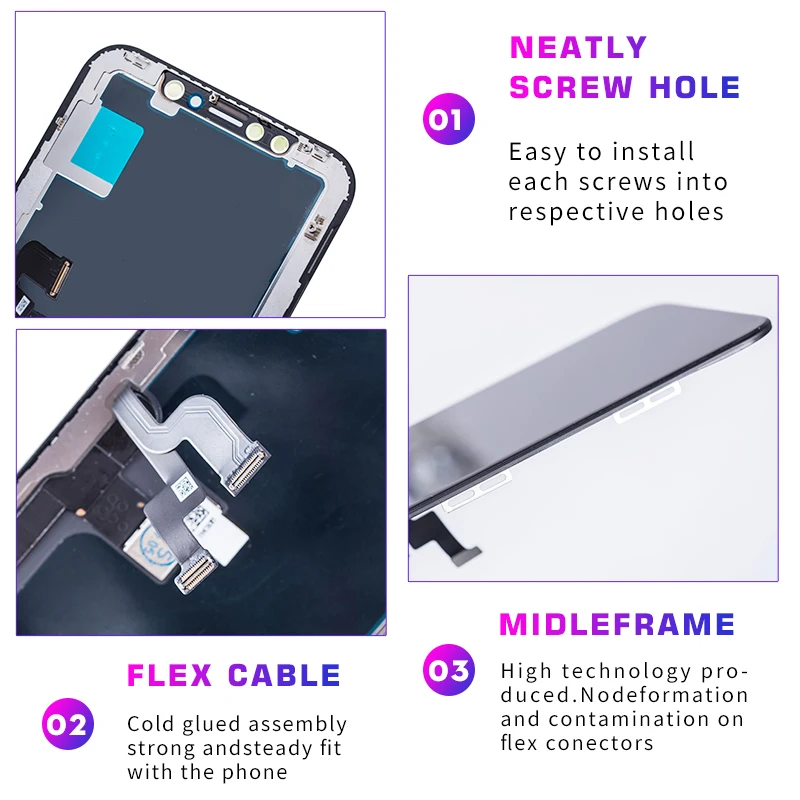 Premium Quality for IPhone X OLED AMOLED LCD Display 3D Touch Screen Digitizer LCD for IPhoneX 4