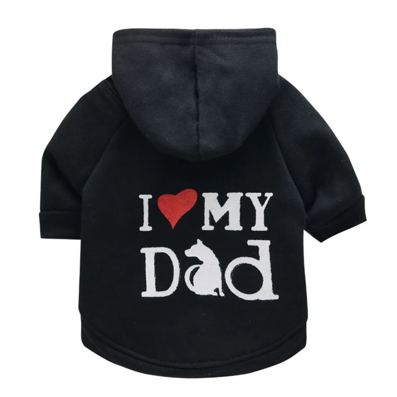 

Multi-color Fleece Pet Sweater Teddy Bear Clothes Autumn and Winter Pet supplies I Love My Daddy Pattern Dog Hoodie