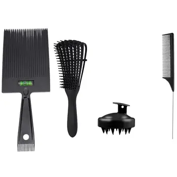 

1Pcs Large Wide Fork Flat Combs with Balance Ruler Flat Topper & 1 Set Detangling Hair Brush Shower Massage Scalp Comb