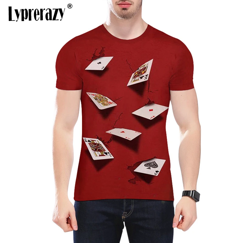 Lyprerazy 3D покер футболка игральные карты рубашки Las Vegas футболка одежда топы Мужские забавные летние три-di мужские футболки