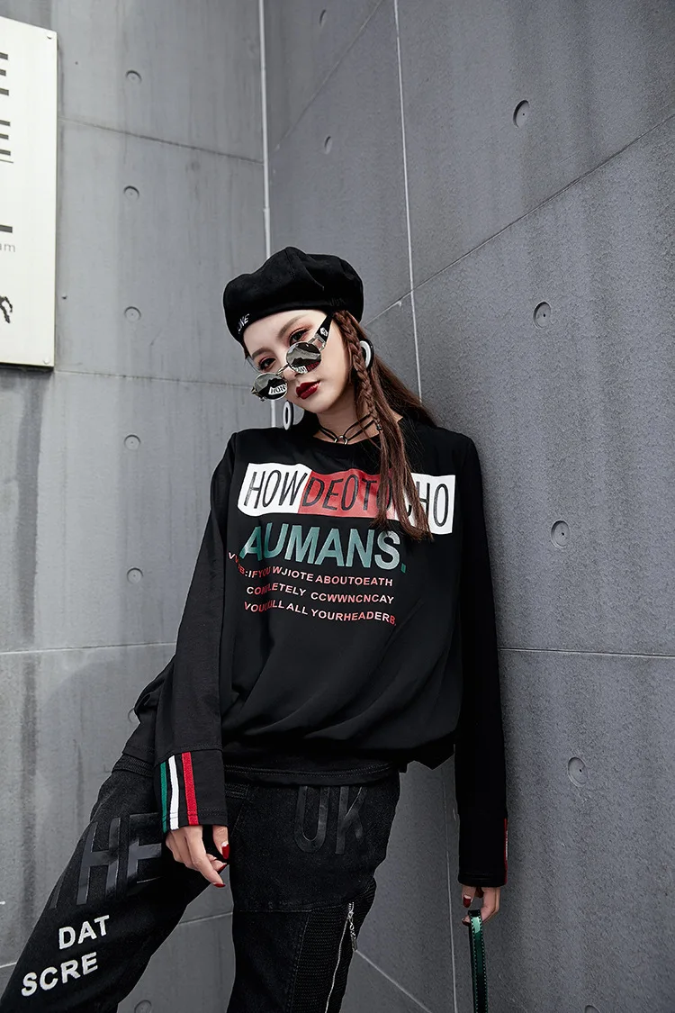 Max LuLu Роскошные корейские брендовые Модные женские Панк уличные женские футболки с длинным рукавом Топы с принтом женские повседневные футболки