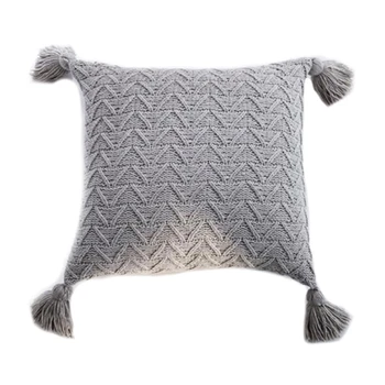 

Soft Knit Cuhion Cover 45X45cm Solid Pillow Cove Pink Grey Cream Tassels Home Decoration Pillow Case Square