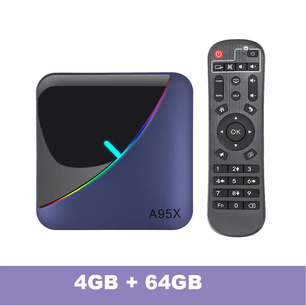 4GB 64GB Новинка! A95X F3 8K RGB светильник ТВ коробка Amlogic S905X3 Android 9,0 Smart tv 4 Гб 64 Гб eMCP Plex медиа сервер двойной wifi Netflix Youtube X3 - Цвет: 4GB 64GB