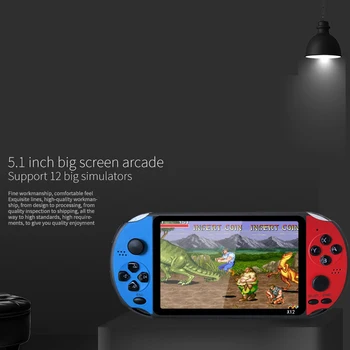 

X12 PLUS 5.1 Inch Handheld Video Game Console 8GB Built-In 2000 Games for FC GBA NES Game Player Machine Kids Christmas Gift(Blu