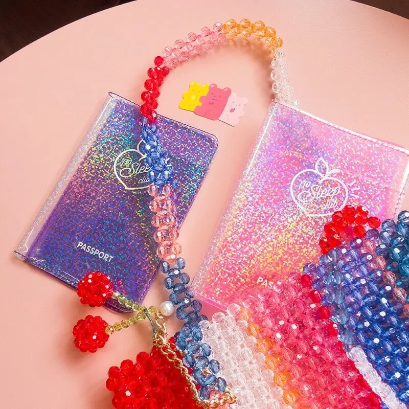 

Bentoy New Shining Heart Pvc Passport Holder Adorable Korea Girls Passport cover Waterproof Women Travel Ticket Girls gift best