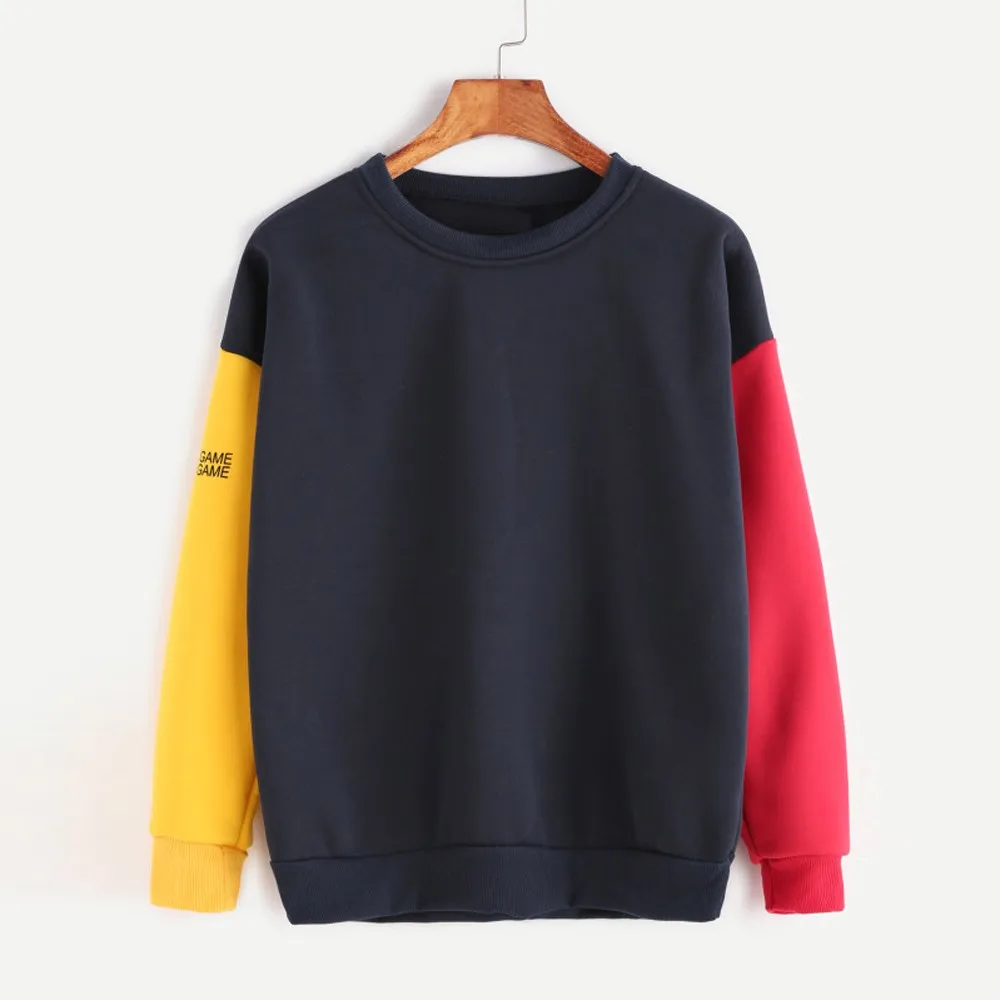 JAYCOSIN Fashion Women Simple Casual Loose Solid Letter Print Sweatshirt Long Sleeve Comfortable Soft Chic Pullover Tops Blouse