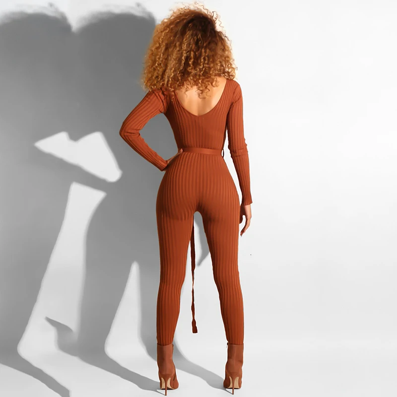 Slaygirl трикотажные Комбинезоны для женщин зимний свитер Комбинезоны женские s комбинезон бодикон длинный рукав с открытыми плечами сексуальный комбинезон