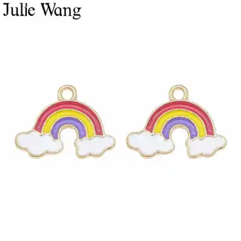 

Julie Wang 10PCS Enamel Rainbow Charm Cloud Alloy Gold Tone Necklace Bracelet Earrings Jewelry Making Metal Accessory