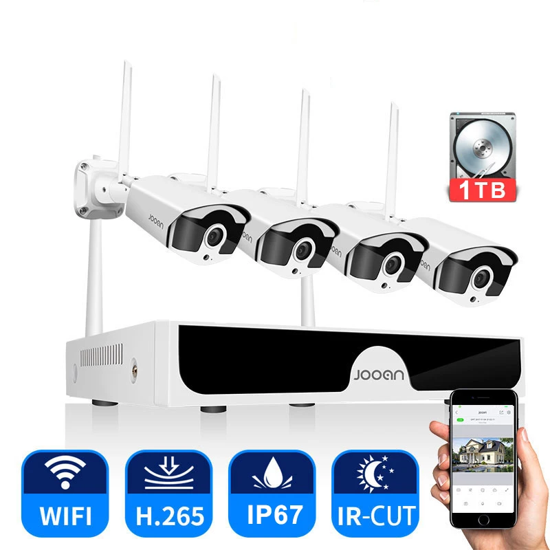 Sistema de cámaras de vigilancia con grabación para seguridad del hogar, conjunto de CCTV inalámbrico de 3MP, impermeable, con wifi y registro de audio y vídeo, para protección de vivienda