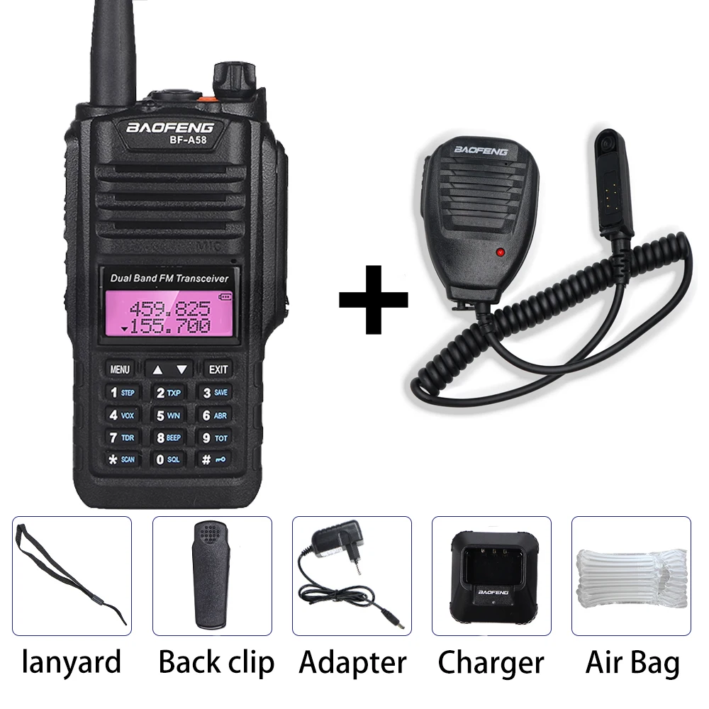 Baofeng BF-A58 Walkie Talkie IP67 Водонепроницаемый Telsiz 10 км двухстороннее радио Comunicador Baofeng UV-9R плюс двухдиапазонное Любительское радио - Цвет: 1pcs air mic