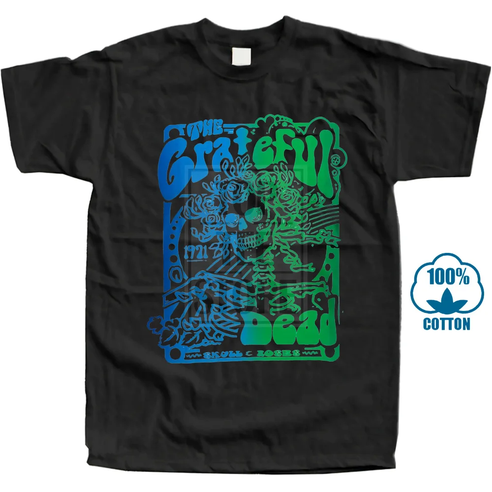 Черный Custom Shirt Design Grateful Dead Live Poster Soft Short Cotton Crew Neck Shirts For Men 021378 - Цвет: Черный