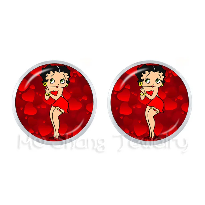 Новое поступление милые очаровательные Betty Boop детские милые серьги-гвоздики мультфильм Античная бронза с покрытием серьги гвоздики для друзей - Окраска металла: 16