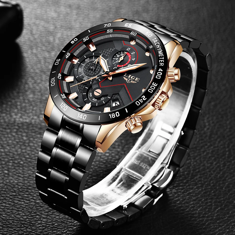 LIGE модные деловые синие мужские часы лучший бренд Роскошные часы мужские военные все стальные водонепроницаемые кварцевые часы Relogio Masculino