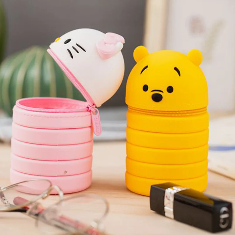 Q UNCLE Decompression Pen Holder Honeymoon Cosmetic Bag Portable Cosmetic Key Storage Tube Zipper Pouch Silicone Makeup Case