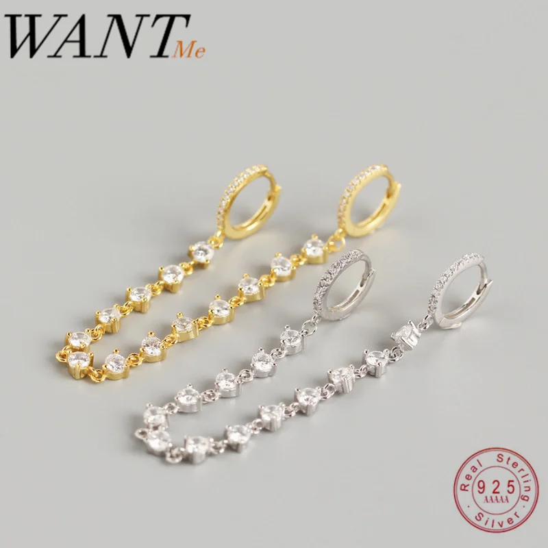 Женские серьги-гвоздики WANTME из серебра 925 пробы с круглыми кисточками циркония в