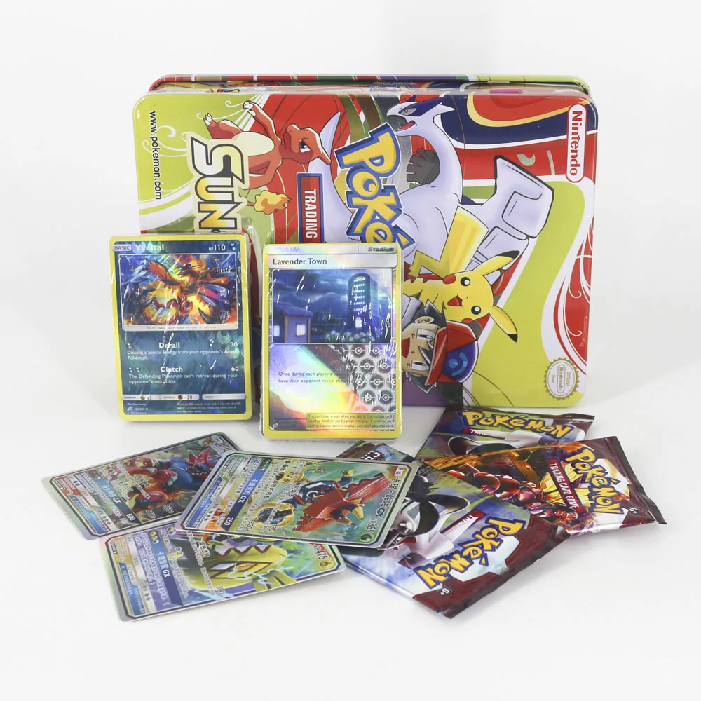 

TAKARA TOMY TCG Desktop Trading Card Game Flash Cards Collections GX Evolutions Children Toys Metal Box Big Shining Card