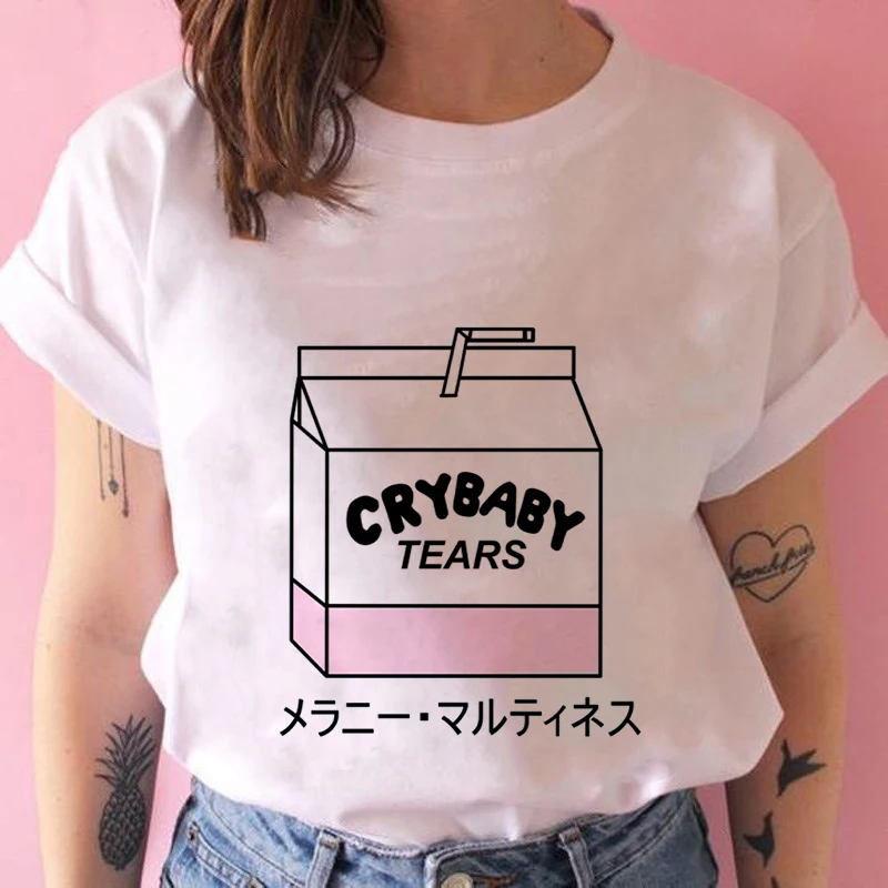 Kawaii Ulzzang Harajuku Эстетическая футболка молочный мультфильм принт короткий рукав