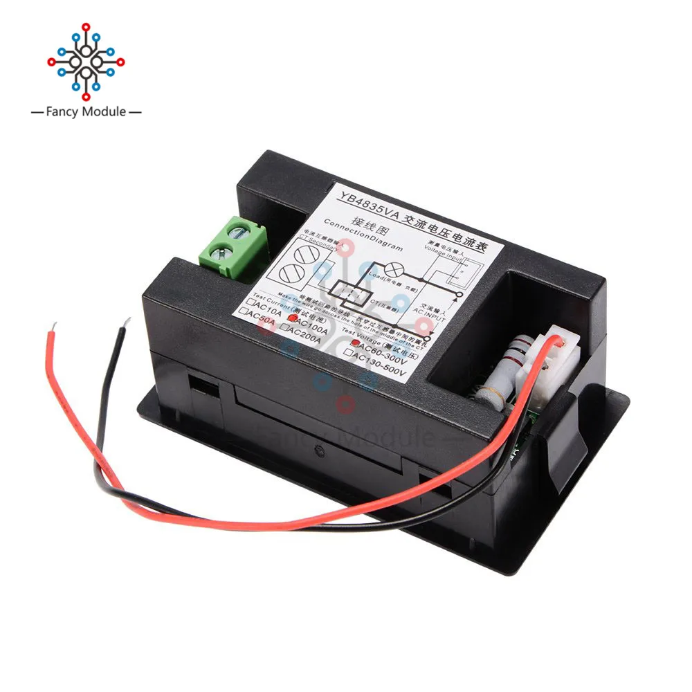 Diymore AC 60-300 V 100A цифровой вольтметр Амперметр Красный зеленый двойной светодиодный тестер с катушкой