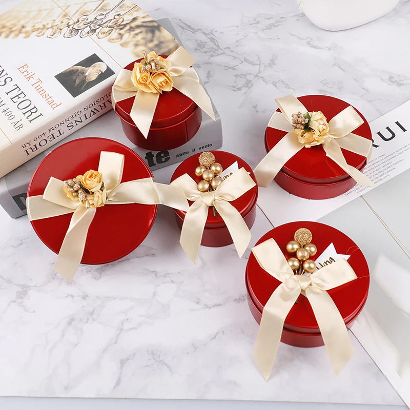 Red Round Candy Chocolate Box Wedding Party Favors and Gifts Boxes Candy Bags