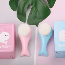 Милая Водонепроницаемая ручная Очищающая щетка в форме Кита с присоской, мягкий скребок из щетины, Очищающий поры, массажер для макияжа кожи